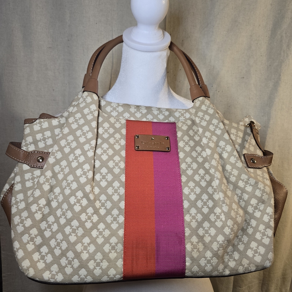 Stylish Tan and Pink Designer Tote Bag